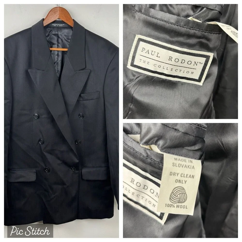 Zeidler And Zeidler Paul Rodon Mens Suit Jacket Sports Wool Black Charcoal 40R